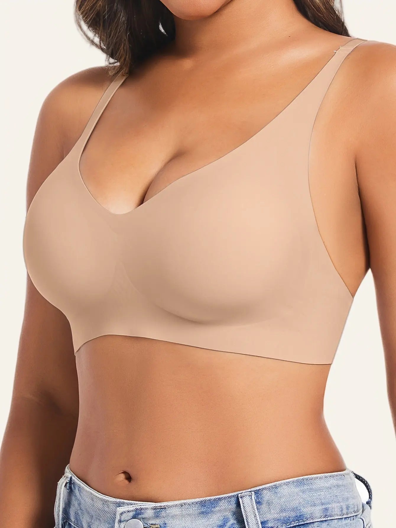 Seamless Jelly Strap V-Neck Bra