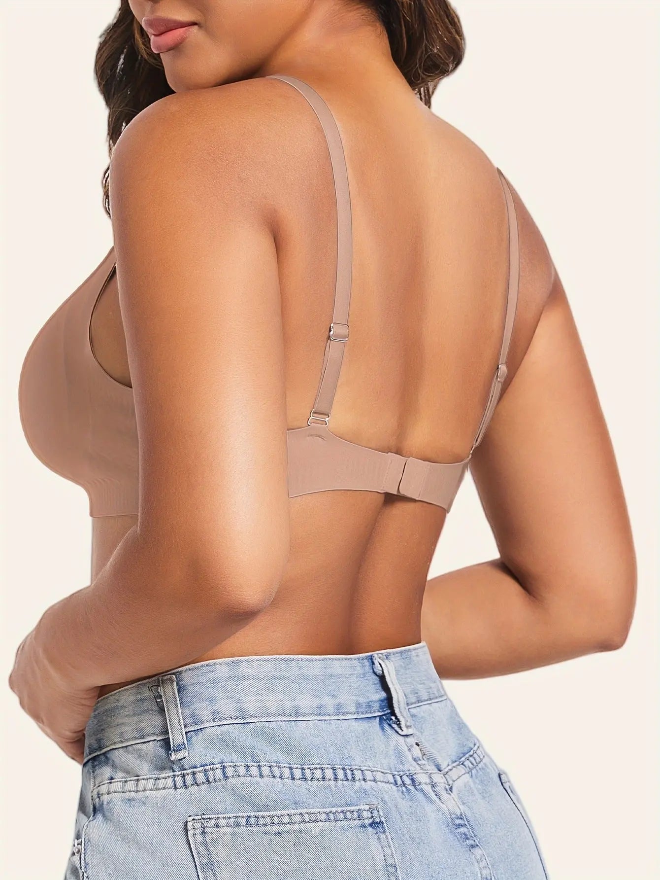 Seamless Jelly Strap V-Neck Bra
