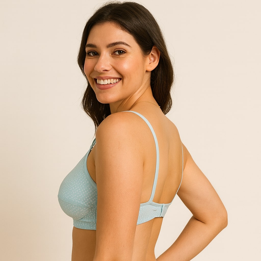 SuhanaFit Polka Dot Cotton Comfort Everyday Bra – Non-Wired, Full Coverage, Ultra-Breathable