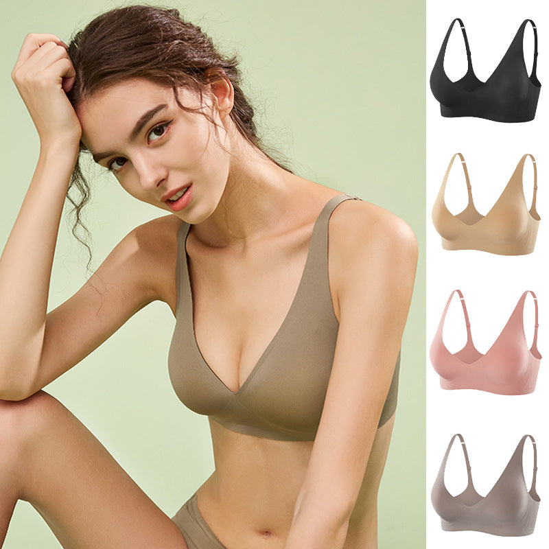 Seamless Jelly Strap V-Neck Bra