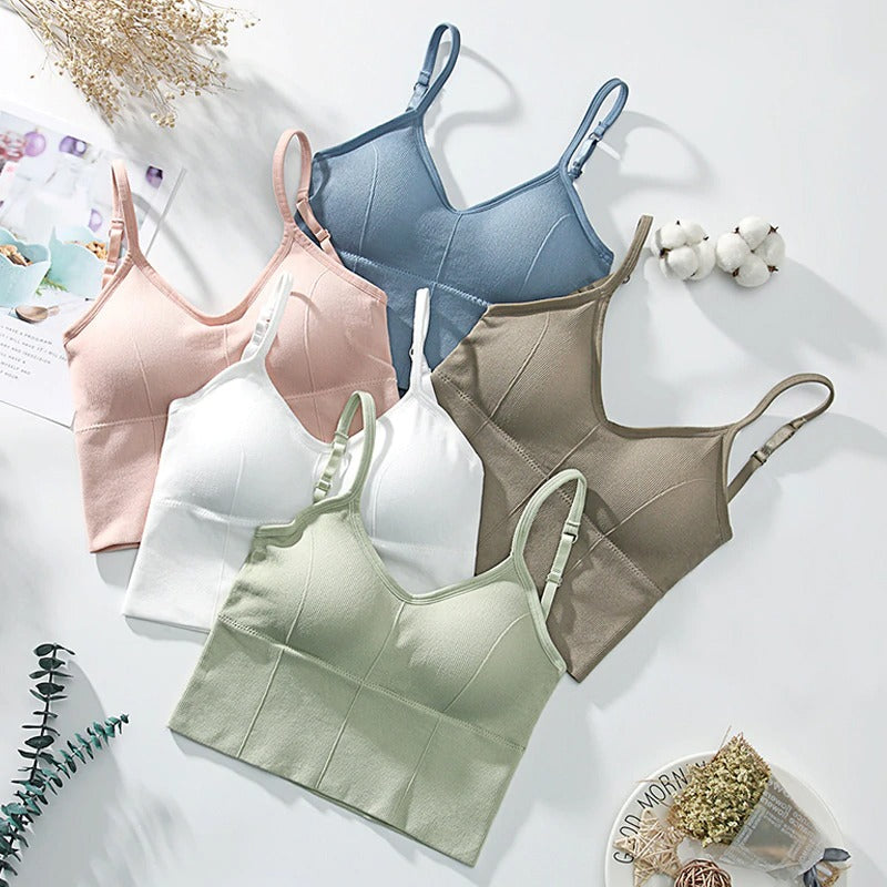 Women U-shaped Back Tank Top Bralette Padded Bra