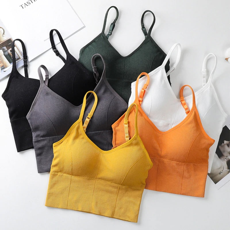 Women U-shaped Back Tank Top Bralette Padded Bra