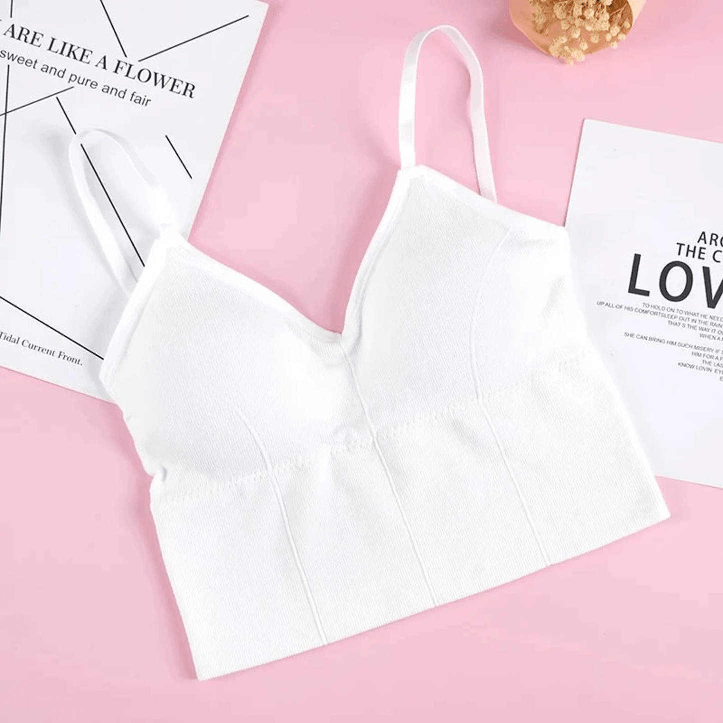 Women U-shaped Back Tank Top Bralette Padded Bra