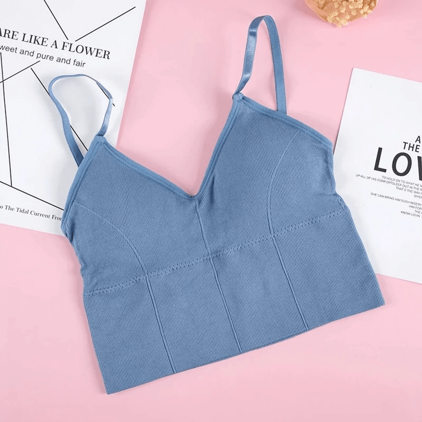 Women U-shaped Back Tank Top Bralette Padded Bra