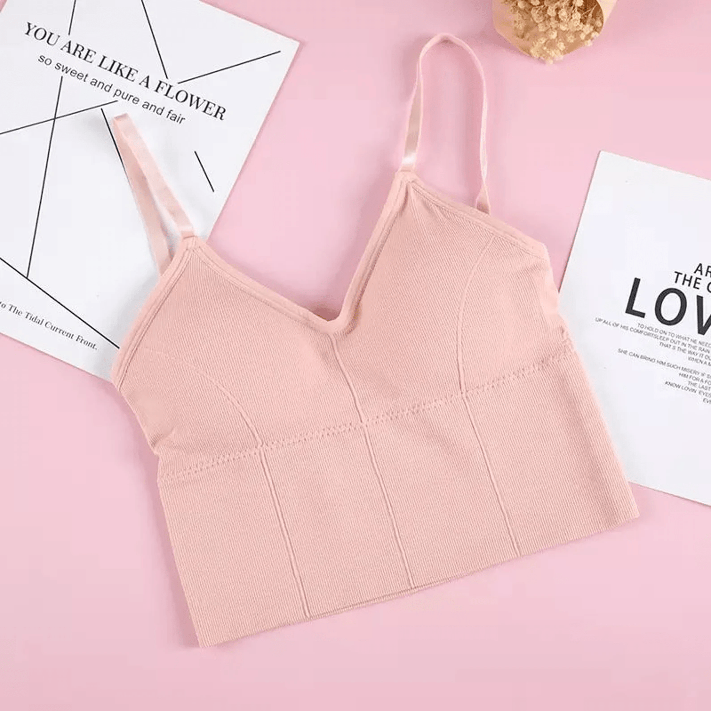 Women U-shaped Back Tank Top Bralette Padded Bra