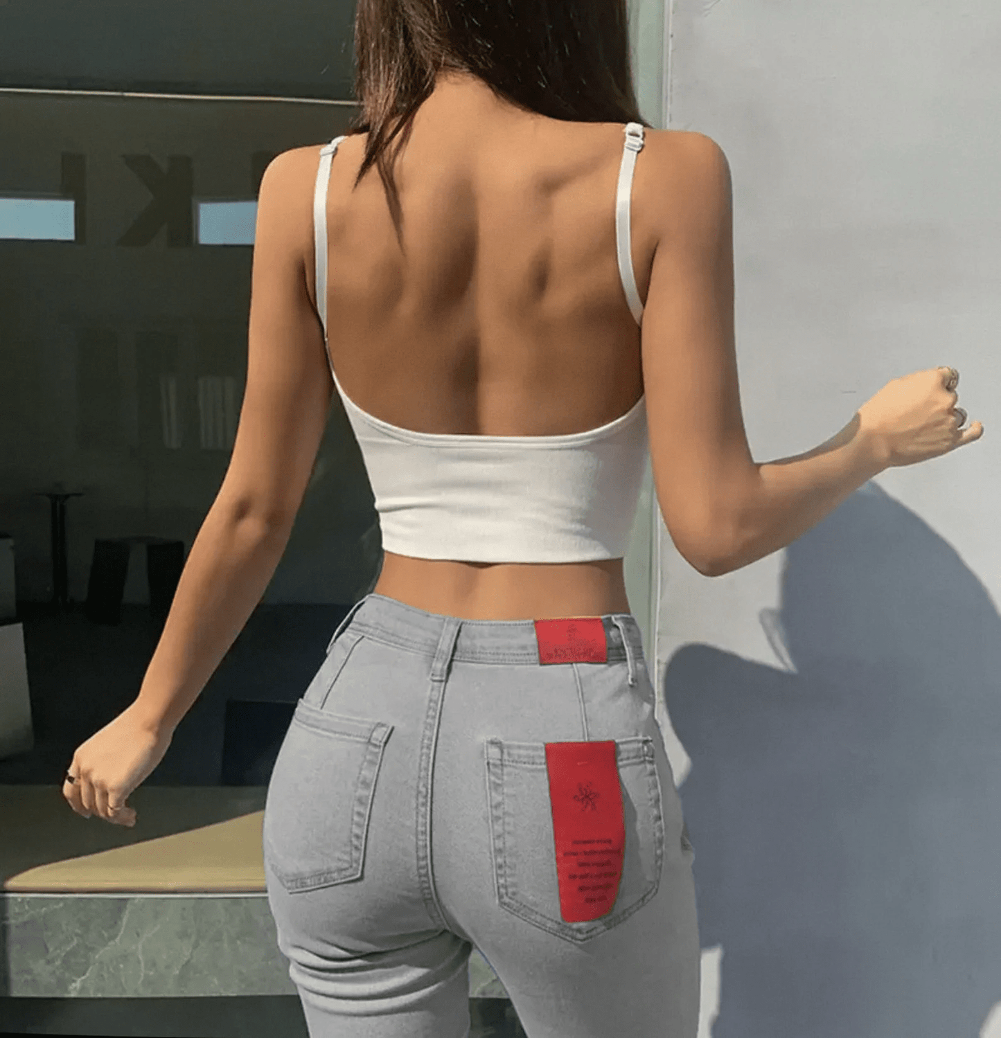 Women U-shaped Back Tank Top Bralette Padded Bra